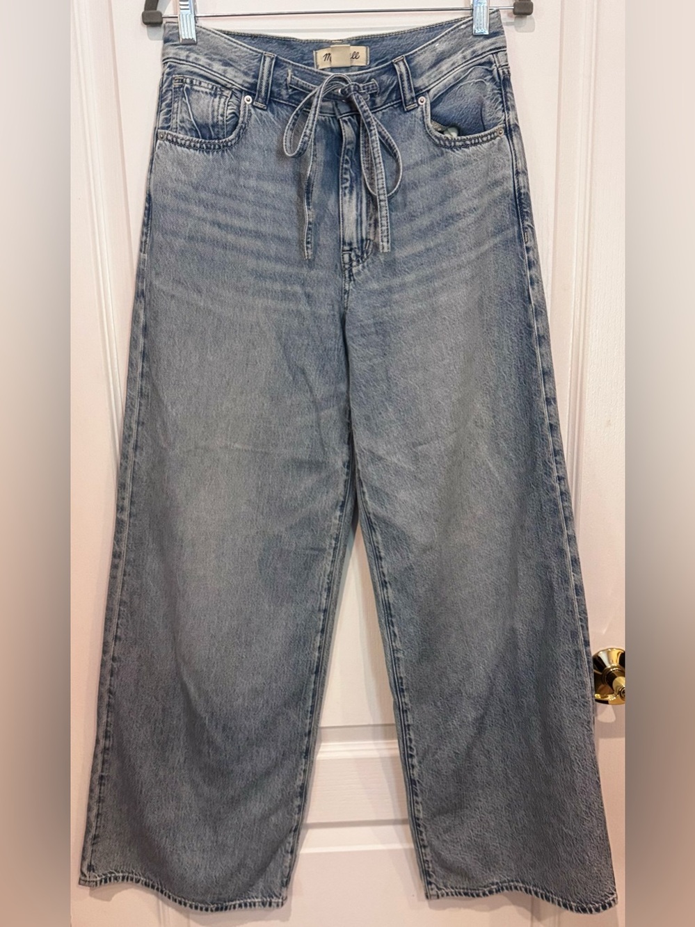 MADEWELL Superwide-Leg Airy Denim Drawstring Waist Jeans Sz 25 Medium Blue NWOT